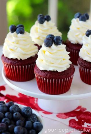 Red velvet 4 de julho cupcakes