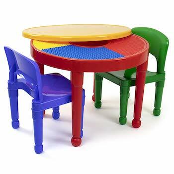 Tot undervisere børn 2 i 1 plast byggeklodser kompatibelt aktivitetsbord og 2 stole sæt