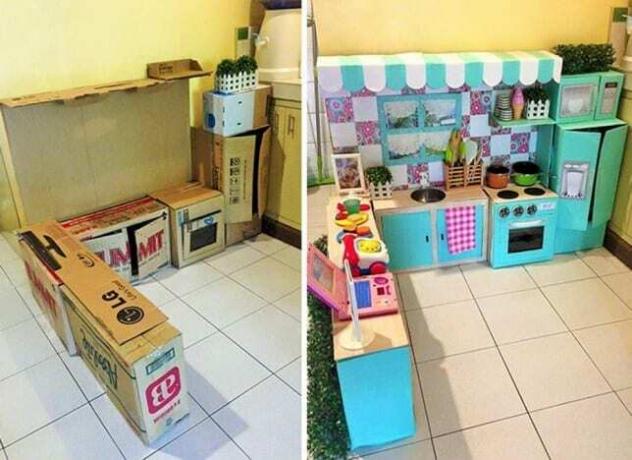Приголомшлива дитяча кухня з картонних коробок