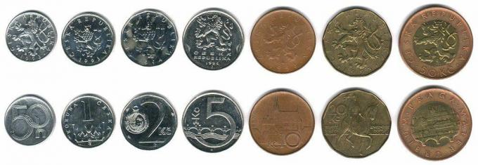 Šios monetos šiuo metu cirkuliuoja Čekijoje kaip pinigai.