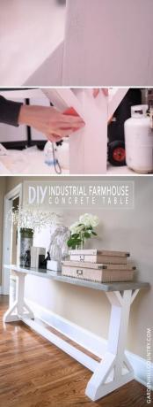 Meja konsol rumah pertanian industri yang dicat susu