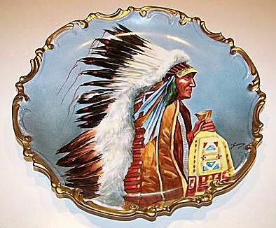 American Indian Chief Limoges Charger