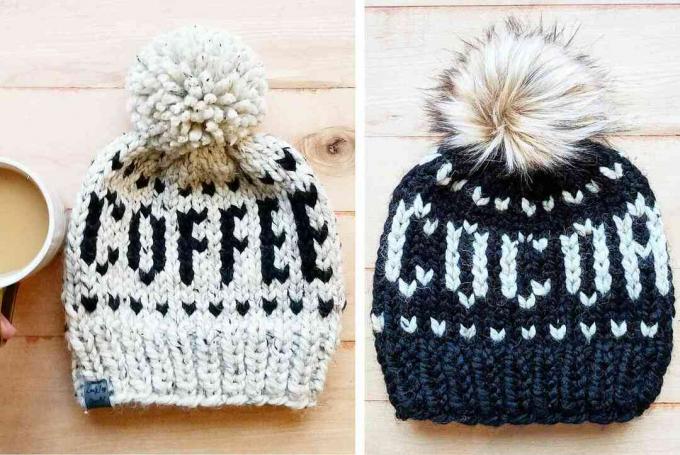 Modèles de tricot de bonnet de café et de cacao