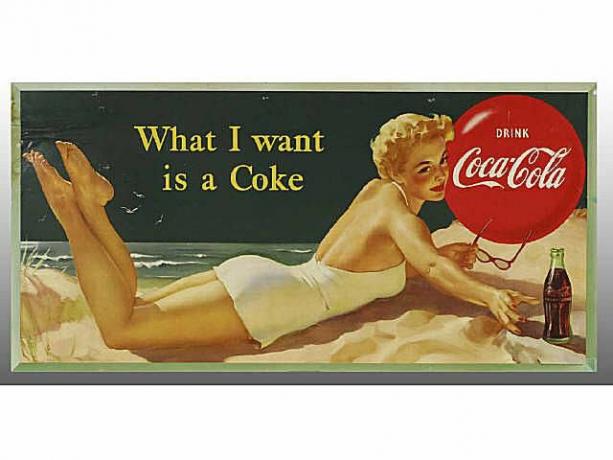„Coca-Cola“ kolekcionuojamų maudymosi grožio kartono plakatas