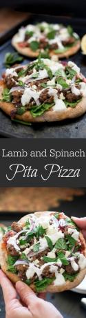 Pita-Pizza mit Lamm und Spinat