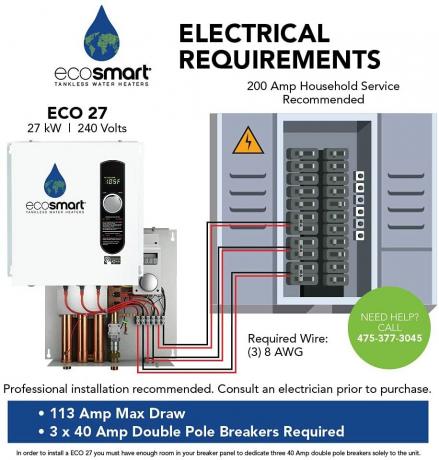 Ecosmart eco 27 ​​elektrické požadavky