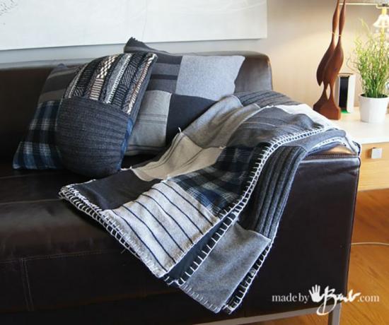 upcyklovaná svetrová deka
