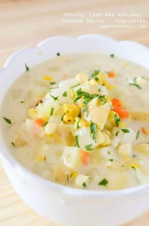 Resep sup kentang jagung dan kohlrabi