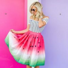 Kruhová sukně z melounu barvená Fanricem
