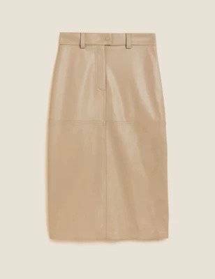 Сукња А-кроја миди од вештачке коже из колекције М&С
