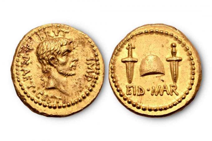 En gull EID MAR aureus av Brutus