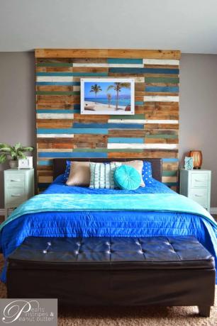 Diy ფერადი ხის headboard