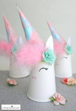 Favores de fiesta de algodón de azúcar de unicornio