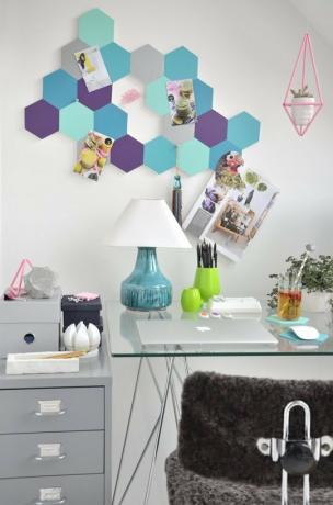 4 färgglada hexagon pinboard diy projekt