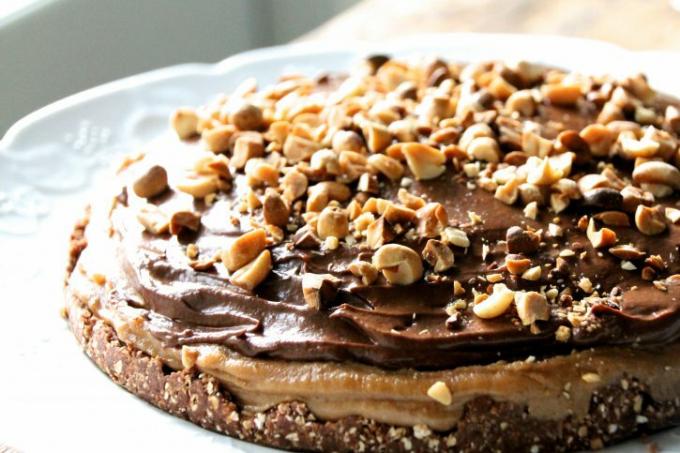 Pindakaas-chocolade cheesecake