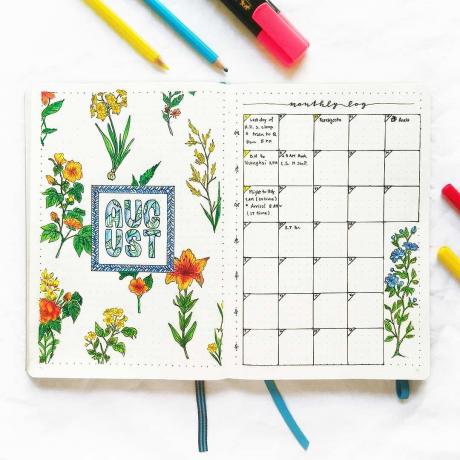 Kulatý deník s květinovým rozvržením