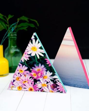 DIY neonové trojúhelníky fotorámečky