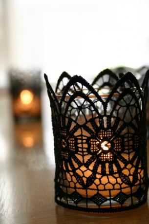 Black Lace Votive kynttilät Halloween koristelu idea