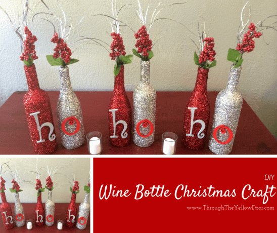 Kerajinan natal botol anggur berkilau
