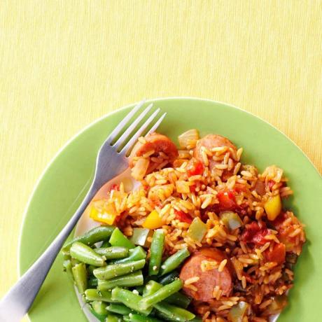 Jambalaya de saucisse de boeuf fumé