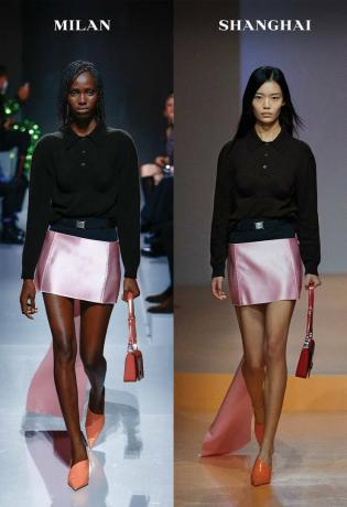 מגמות אופנה של אביב קיץ 2022: חצאית מיני של פראדה