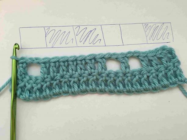 Cuadrados sólidos en Filet Crochet