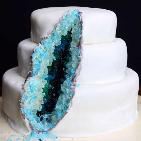 Gâteau de géode ombré blanc et bleu sarcelle