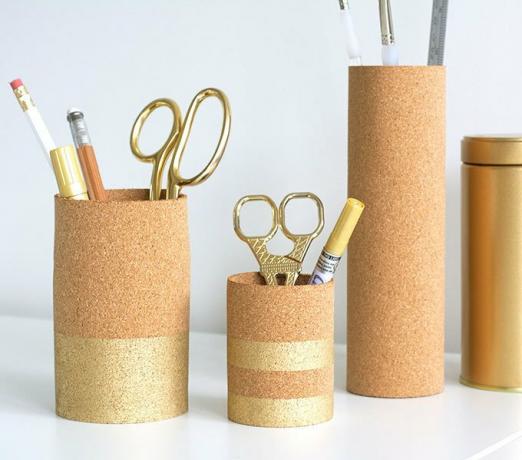 tazas de corcho de oro para bolígrafos