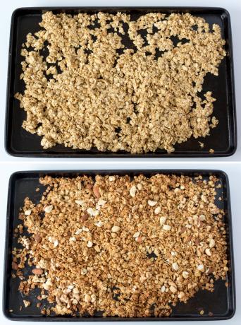 Collage de paso 2 de granola de frutos secos