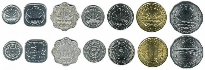 Ces pièces circulent actuellement au Bangladesh sous forme de monnaie.