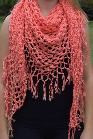 Macrame Knot Fringe Shawl Free Crochet Pattern