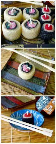 Velas de sushi caseiras