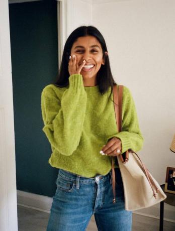 Jumper Trends 2019: Monikh Dale nosí zelený svetr