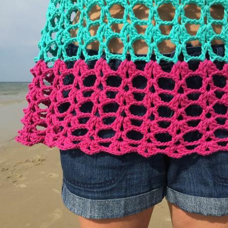 Padrão de blusa de crochê em bloco de cores