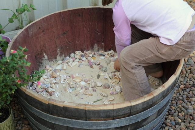 Caixa de areia de barril de vinho velho