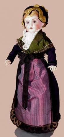 Franse Bisque Bebe in kostuum van Savoie, Frankrijk