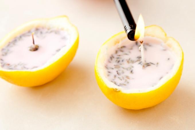 شموع الخزامى الليمون DIY