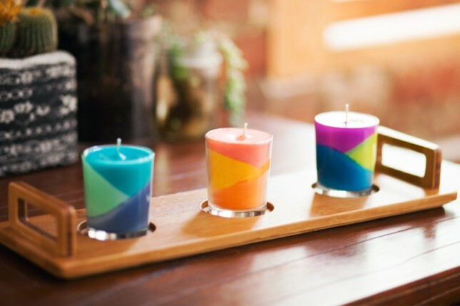 DIY colorblock svíčky