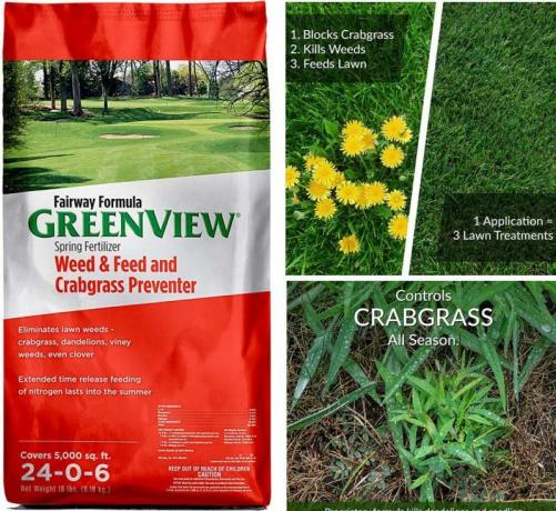 Greenview 2129267 plevel a krmivo s ochrannou fólií na ochranu před krabí trávou