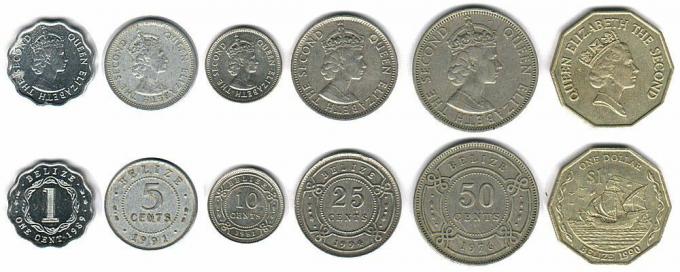 Dessa mynt cirkulerar för närvarande i Belize som pengar.