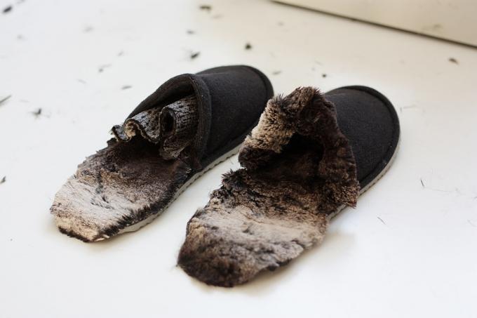 ikea hack umělá kožešina pantofle vložka