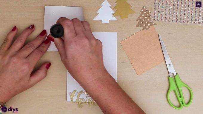 DIY vánoční stromeček razítko karty