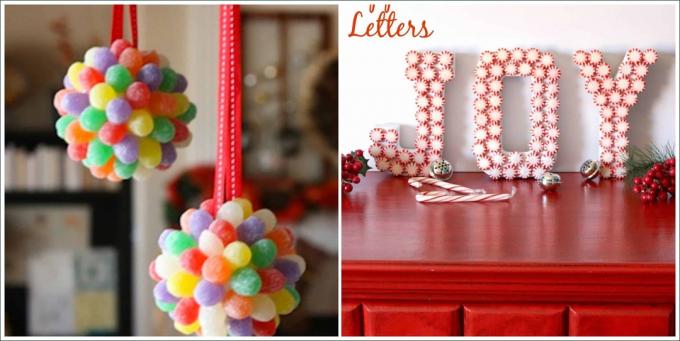 Bommeln und Monogramme aus Süßigkeiten