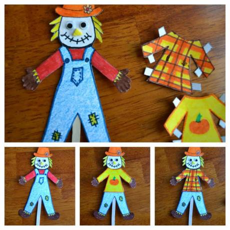 Scarecrow -nuket, joissa on leikatut paperiasut