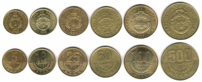 Ces pièces circulent actuellement au Costa Rica sous forme de monnaie.