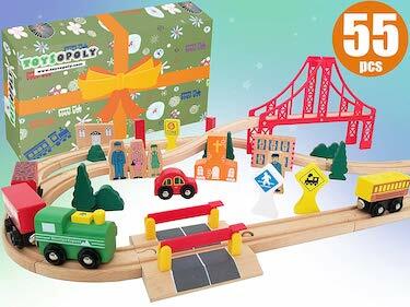 Toysopoly Holzeisenbahnschienen Komplettset