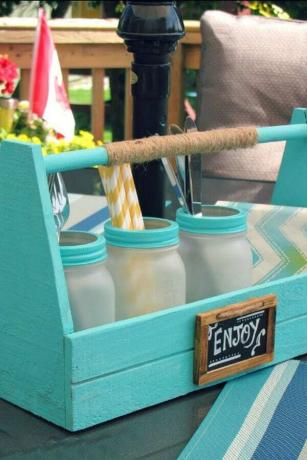 Picknick-Caddy für die Terrasse aus mattiertem Einmachglas