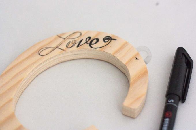 DIY प्रेम पत्र लकड़ी का चिन्ह हस्तलिखित कलम