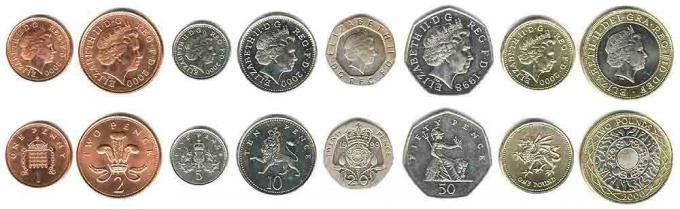 Dessa mynt cirkulerar för närvarande i Storbritannien som pengar.