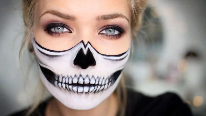 Samouczek makijażu na Halloween w połowie czaszki
